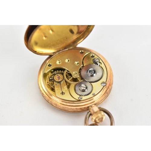 40A - An early 20th century 14ct gold ladies fob watch, the engine-turned gilt dial with Roman numerals, o... 