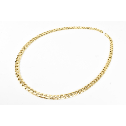30A - An 18ct yellow gold curb link chain necklace, with lobster claw clasp, stamped 750, 60.5cm, 109.2 gr... 