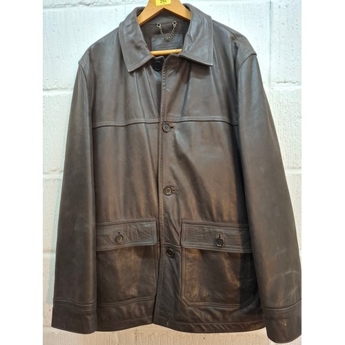 Blouson Bomber En Cuir Marron Marks & Spencer Taille L - Fermeture éclair Complète, Décontracté