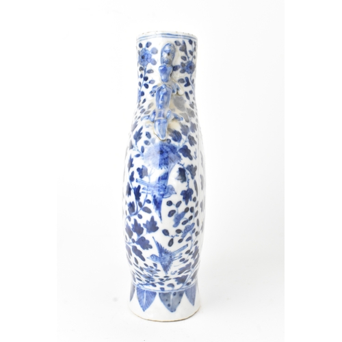 10 - Two Chinese blue and white porcelain moonflasks, Qing dynasty, late 19th century, each of flattened ... 