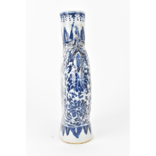 10 - Two Chinese blue and white porcelain moonflasks, Qing dynasty, late 19th century, each of flattened ... 