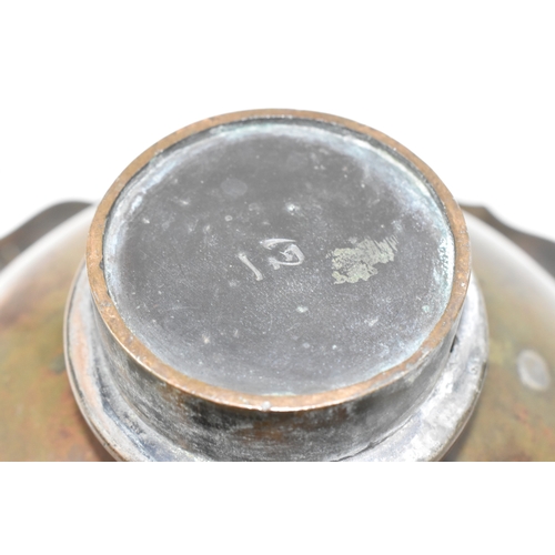 18 - A Japanese bronze bowl / incense burner with crane supports, Meiji period (1868–1912), the flaring l... 