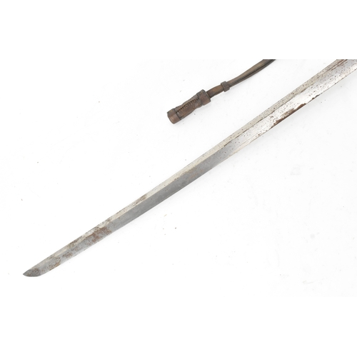 39 - A Japanese WWII Shin-Gunto neo army officers sword, circa 1937-45, prunus cast tsuba, brown braid bo... 