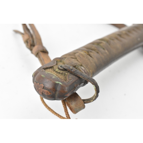 39 - A Japanese WWII Shin-Gunto neo army officers sword, circa 1937-45, prunus cast tsuba, brown braid bo... 