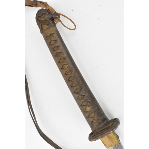 39 - A Japanese WWII Shin-Gunto neo army officers sword, circa 1937-45, prunus cast tsuba, brown braid bo... 
