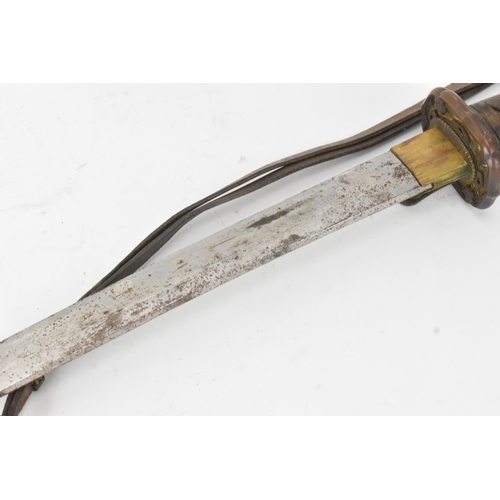 39 - A Japanese WWII Shin-Gunto neo army officers sword, circa 1937-45, prunus cast tsuba, brown braid bo... 