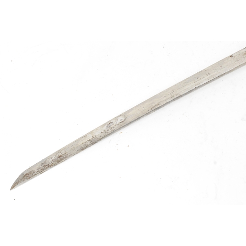 39 - A Japanese WWII Shin-Gunto neo army officers sword, circa 1937-45, prunus cast tsuba, brown braid bo... 