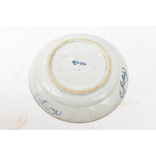 40 - A group of three Chinese blue and white porcelain dishes, Qing Dynasty, comprising: an octagonal exp... 