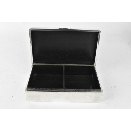 46 - A Japanese silver cigarette box, early 20th century, of rectangular form with hinged lid, the cover ... 