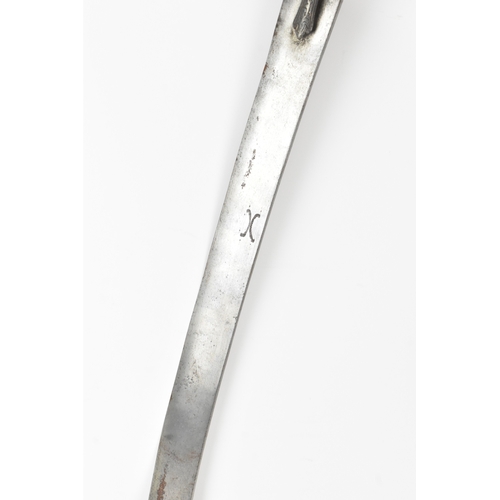 47 - A 19th century Indian tulwar sword, the curved single-edged steel blade with a disc pommel hilt, eng... 