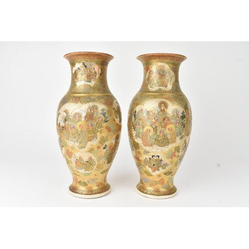 5 - A pair of Japanese Satsuma vases, attributed to Yasuda Company, Kyoto, late Meiji period, each paint... 