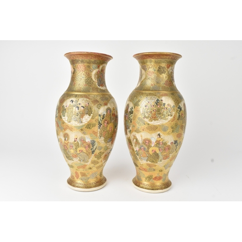 5 - A pair of Japanese Satsuma vases, attributed to Yasuda Company, Kyoto, late Meiji period, each paint... 