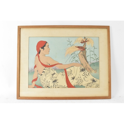 52 - Paul Jacoulet (French/Japanese, 1896–1960)
Les Paradisiers (The Birds of Paradise), a colour woodblo... 