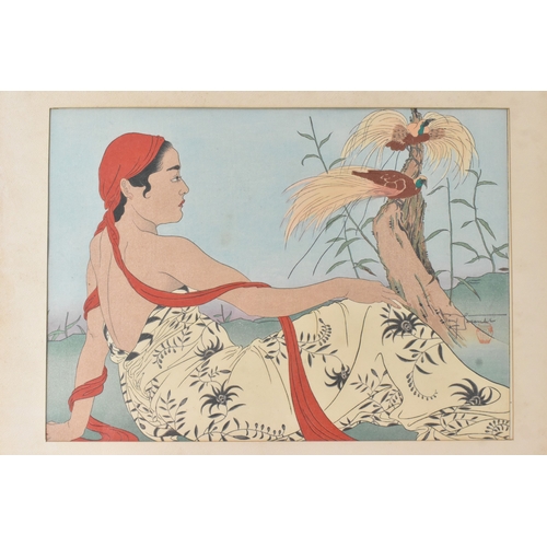 52 - Paul Jacoulet (French/Japanese, 1896–1960)
Les Paradisiers (The Birds of Paradise), a colour woodblo... 