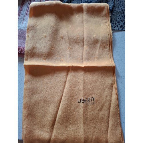 30 - Liberty- A navy and green Hera Peacock sheer scarf, 1970's belt  and 1980's jewellery roll together ... 