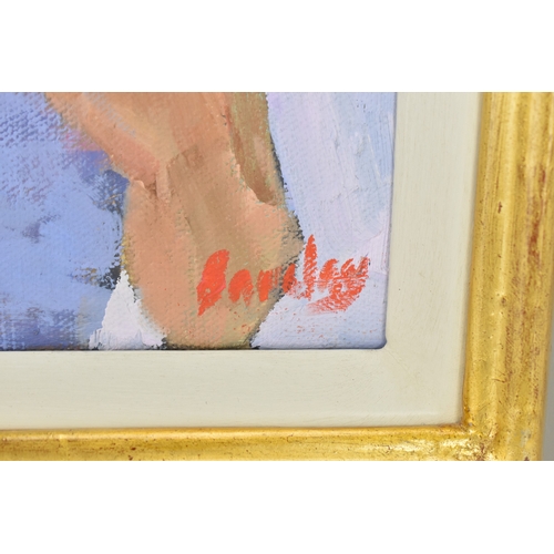 14 - Muriel Barclay (20th century) An oil on canvas depicting a woman with mandolin, signed Barclay lower... 