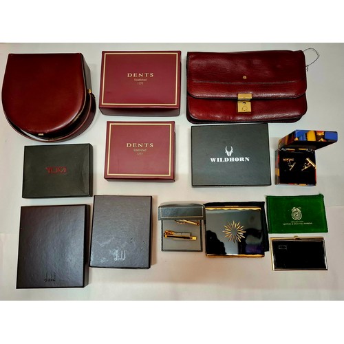 40 - Mixed leather goods in original boxes to include 2 Dunhill black leather wallets with certificates o... 