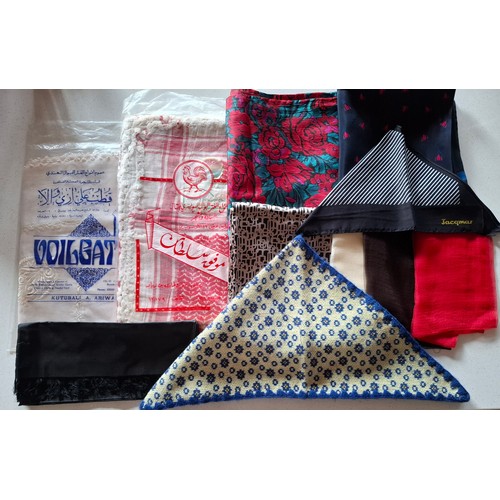 35 - Mixed fashion accessories to include a Moschino patchwork silk scarf with designer name to black bor... 