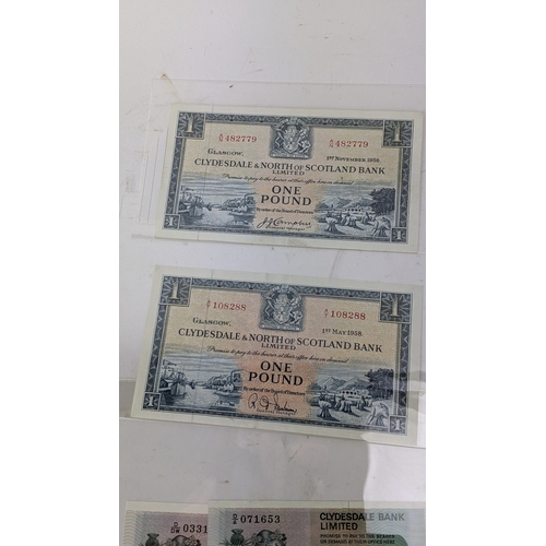 A collection of Clydesdale Scotland banknotes to include nine £1 notes ...