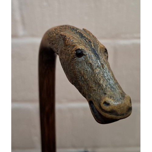 44 - A vintage S.Fox & Co Paragon Laurus brown umbrella having a treen cane effect handle terminating in ... 