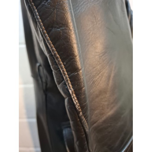 48 - A pre-1950's German URZO Lederen Kleding full length leather motorcycle coat, no belt. Location:Rail