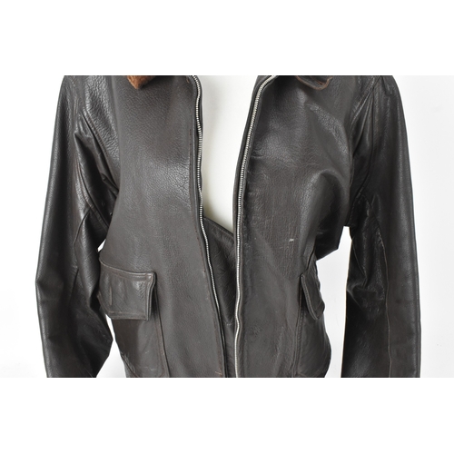 42 - A 1940s leather flying jacket A/F, with label 'Buaer U.S Navy G-1 flight Jacket Spec.55J14 (AER). Lo... 