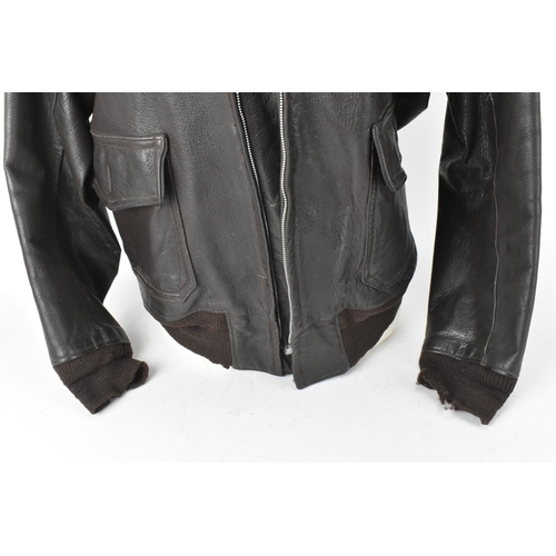 42 - A 1940s leather flying jacket A/F, with label 'Buaer U.S Navy G-1 flight Jacket Spec.55J14 (AER). Lo... 