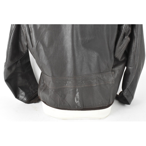 42 - A 1940s leather flying jacket A/F, with label 'Buaer U.S Navy G-1 flight Jacket Spec.55J14 (AER). Lo... 