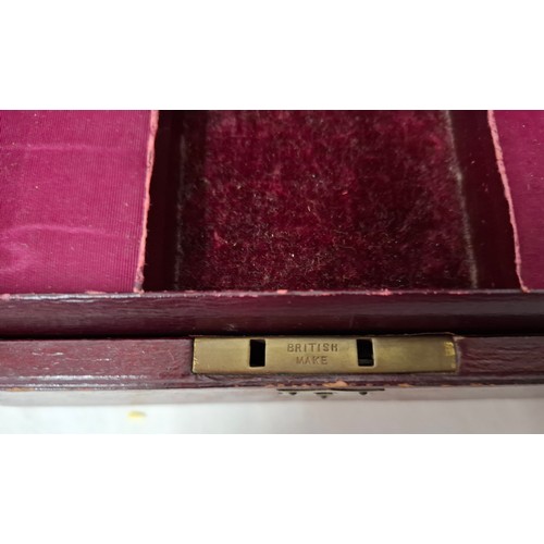 39 - Three boxes comprising a Victorian domed coromandel jewellery box having a cream water silk lining a... 