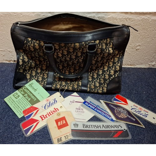 15 - Christian Dior & Fendi- A late 1960's Dior Trotter bag in iconic Dior Oblique design having navy lea... 