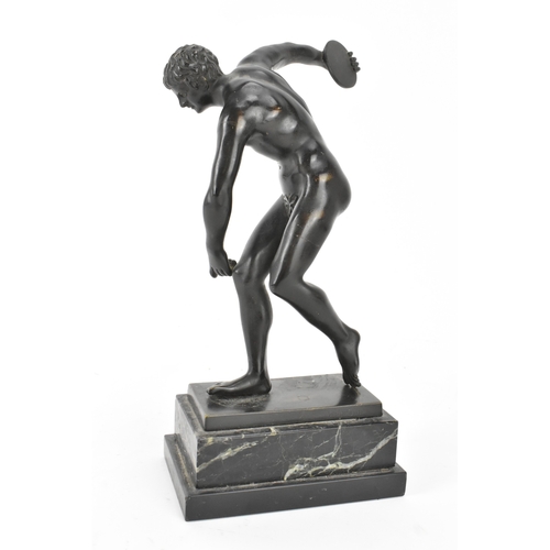 11 - A late 19th/early 20th century Grand Tour bronze figure of the Discobolus, the nude athlete poised i... 