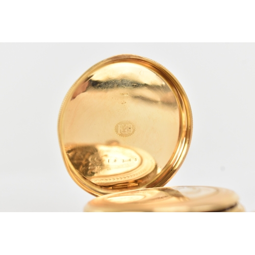 21 - A late 19th/early 20th century 18ct gold open face pocket watch, by Pateck Genève, no. 10365, the wh... 