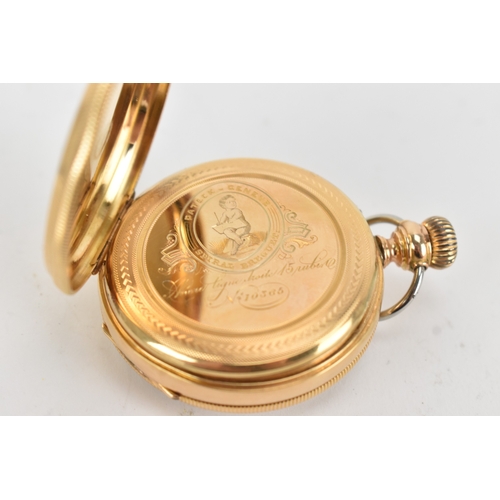 21 - A late 19th/early 20th century 18ct gold open face pocket watch, by Pateck Genève, no. 10365, the wh... 