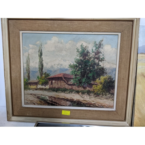 341 - A mixed quantity of pictures to include a Catherine J Stephenson print of a jetty and sea front hous... 