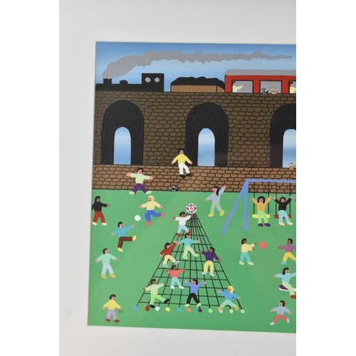 15 - Gordon Barker (contemporary Devon artist), acrylic on board, entitled 'Fun in the Viaduct Park', sig... 