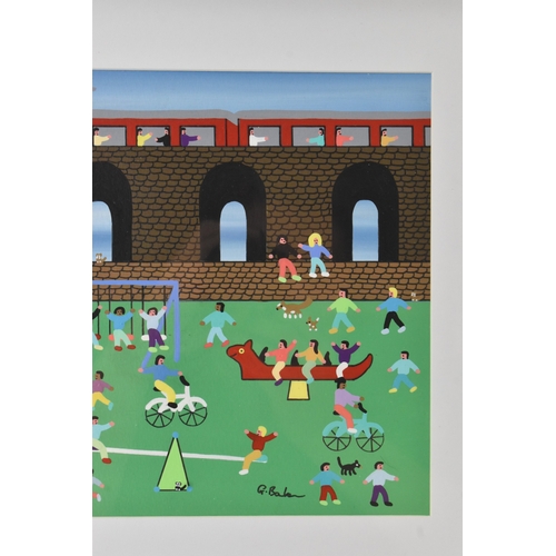 15 - Gordon Barker (contemporary Devon artist), acrylic on board, entitled 'Fun in the Viaduct Park', sig... 