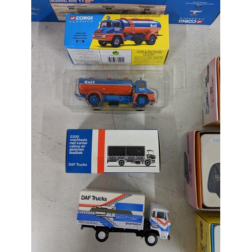 196 - Corgi Classics to include U.S. Road Transporter, Pickfords and Eddie Stobbart set, Gulf tanker, Atki... 