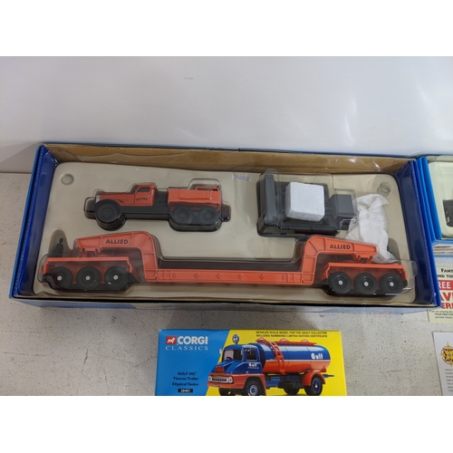 196 - Corgi Classics to include U.S. Road Transporter, Pickfords and Eddie Stobbart set, Gulf tanker, Atki... 