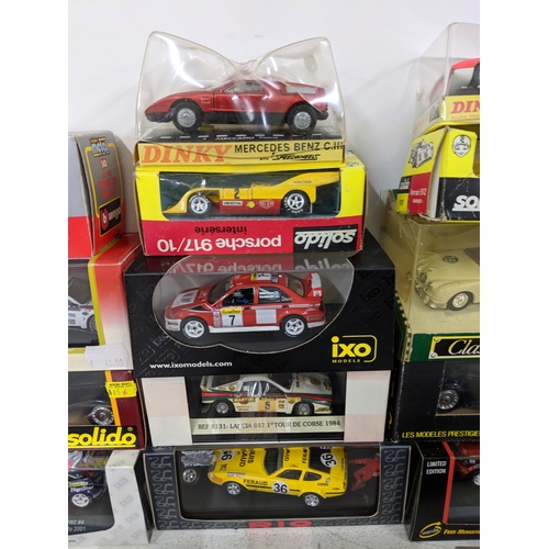 202 - Thirty boxed model cars to include Skid Lancia Fulvia, an Ixo model or a rally Mitsubishi Lancer, Di... 