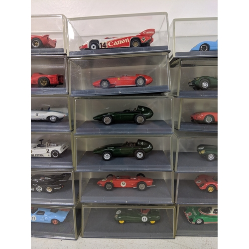 204 - Thirty cased Schuco Piccolo models of racing cars to include Rothmans Porsche, Ford GT40, Ferrari an... 