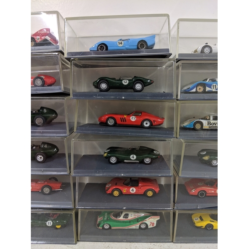 204 - Thirty cased Schuco Piccolo models of racing cars to include Rothmans Porsche, Ford GT40, Ferrari an... 
