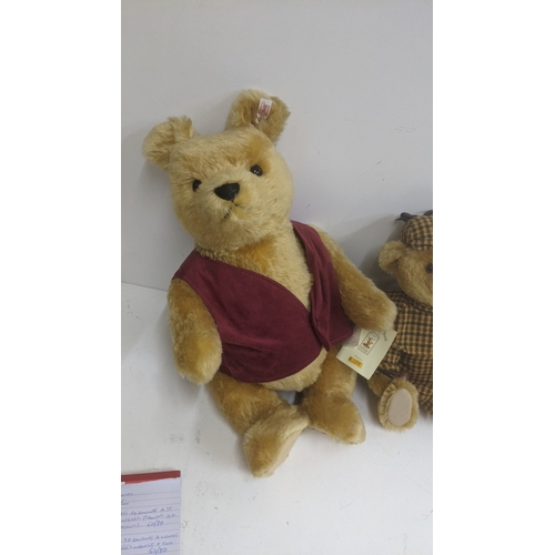 208 - Four Steiff teddy bears to include a Winnie the Pooh bear, a Mrs Tiggywinkle and two others Location... 