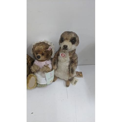 208 - Four Steiff teddy bears to include a Winnie the Pooh bear, a Mrs Tiggywinkle and two others Location... 