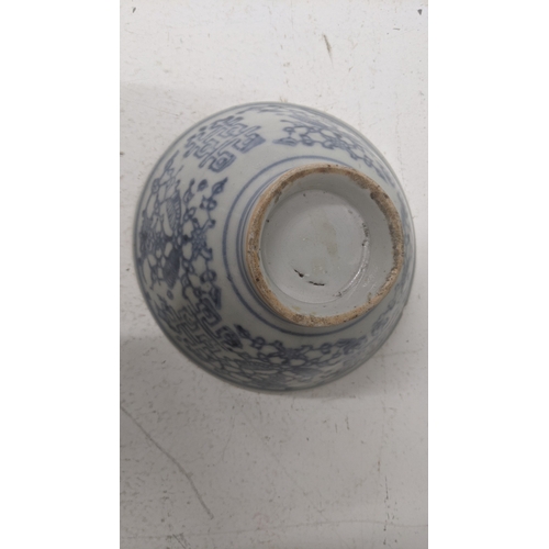 8 - A 19th century blue and white Chinese bowl with a design featuring The Happiness symbol Location: RW... 