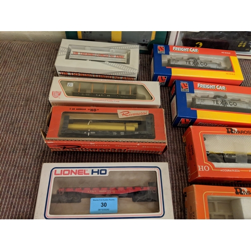 350 - Mostly boxed freight cars to include some tanker cars, carriages, rolling stock by Riva Rossi, Lione... 