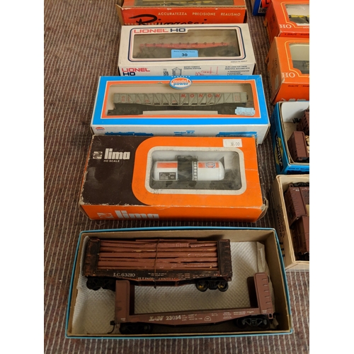 350 - Mostly boxed freight cars to include some tanker cars, carriages, rolling stock by Riva Rossi, Lione... 