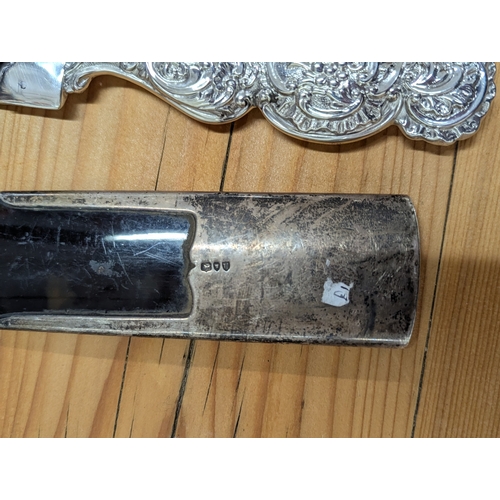 107 - Three silver handled and tortoiseshell page turners, one example by Mappin & Webb Ltd, hallmarked Bi... 