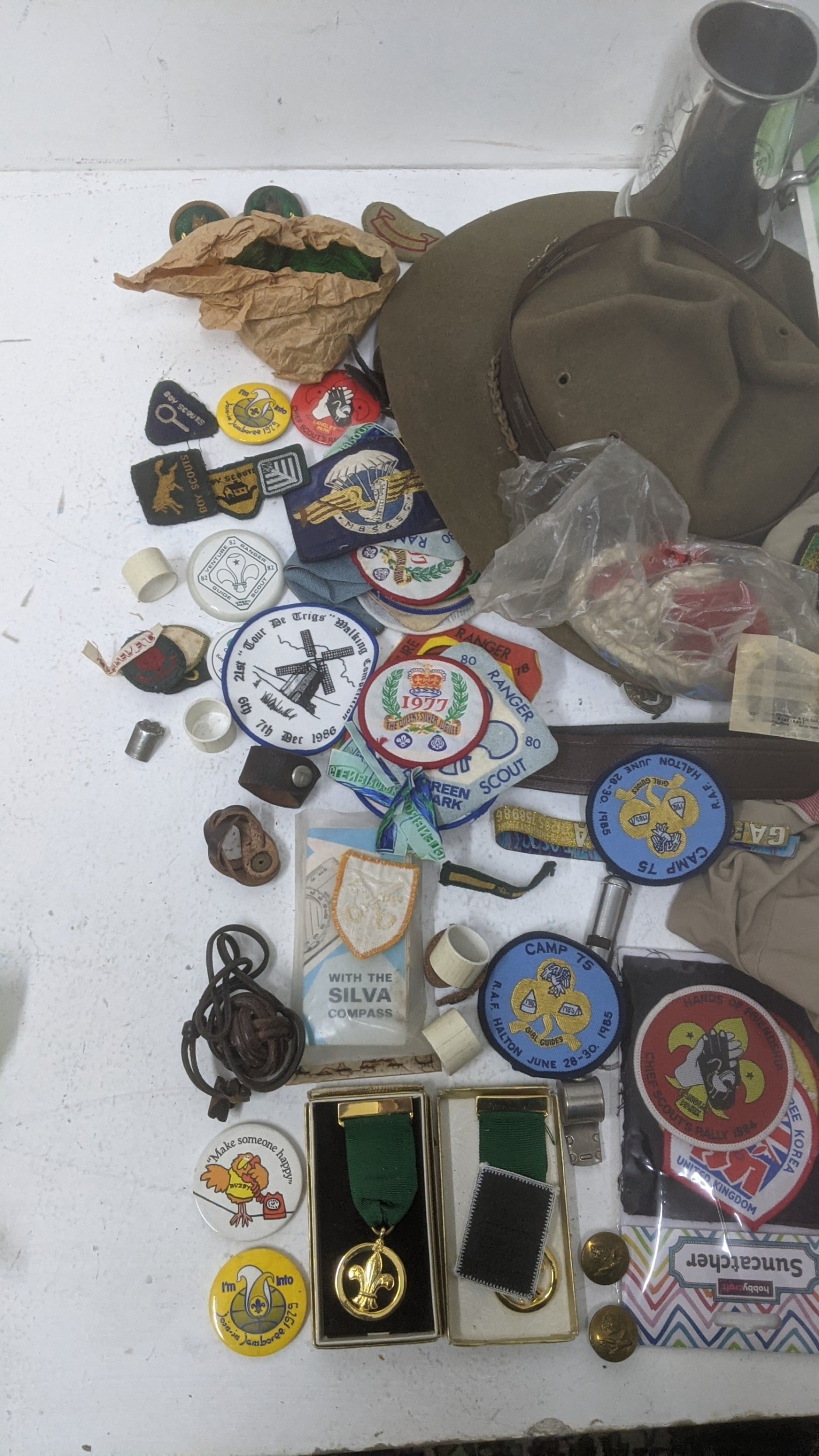 Scouting and militaria collectables to include a Beeches Scout Leader ...