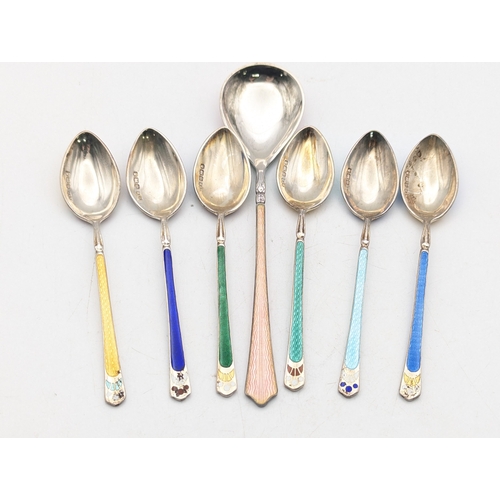 63 - A group of assorted silver and enamel tea and coffee spoons, total weight 86.5g
Location:A4F
If ther... 