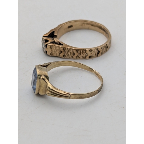 71 - Two rings to include a 9ct diamond illusion set ring with a textured tapering shank, along with a ye... 
